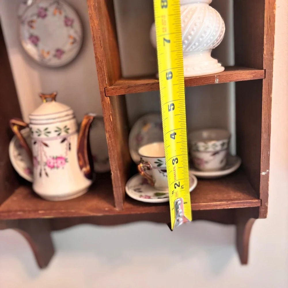 Vintage Wood Heart shelf Cutout Box Wall Shelf Brown Rustic Display 90's case